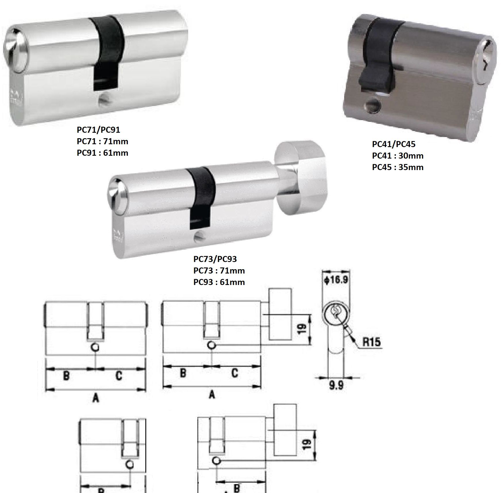 PC71/PC91 / PC41/PC45 / PC73/PC93 Dorma Cylinders Dor Ware Resources